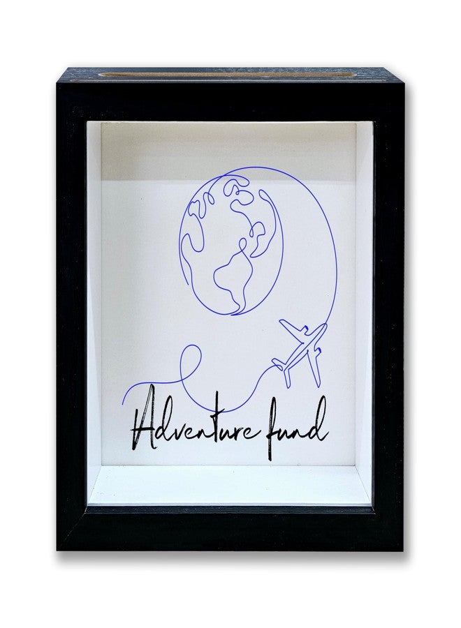 صندوق تذكاري أسود بإطار أسود، صندوق شهر العسل بفتحة، صندوق تذكاري للسفر بتصميم الكرة الأرضية، هدايا صندوق أرشيف المغامرات، صندوق توفير نقود خشبي مزخرف، هدايا زفاف للعروسين -02 - Image 1